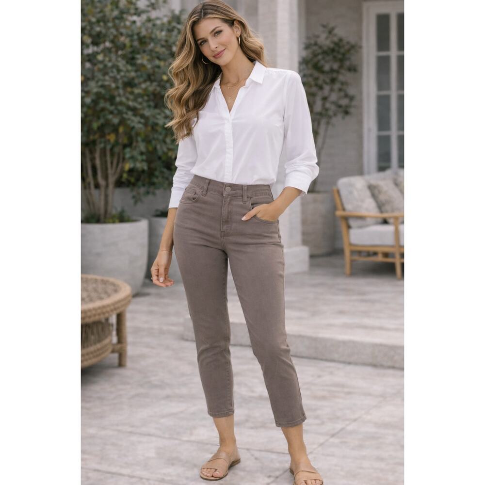 Wit & Wisdom Ab-Solution Skinny Jeans Taupe Brown Mid Rise Stretch Denim Size 4